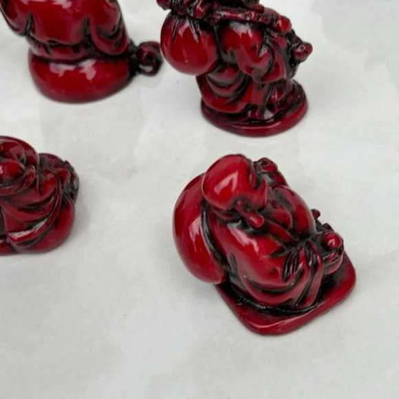 Chinese Asian Figurine Statue Set of 10 Resin Buddha Black Red Size 2"x2" - Picture 4 of 11